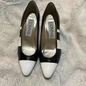 Connie Black and White Heels Classic Elegance